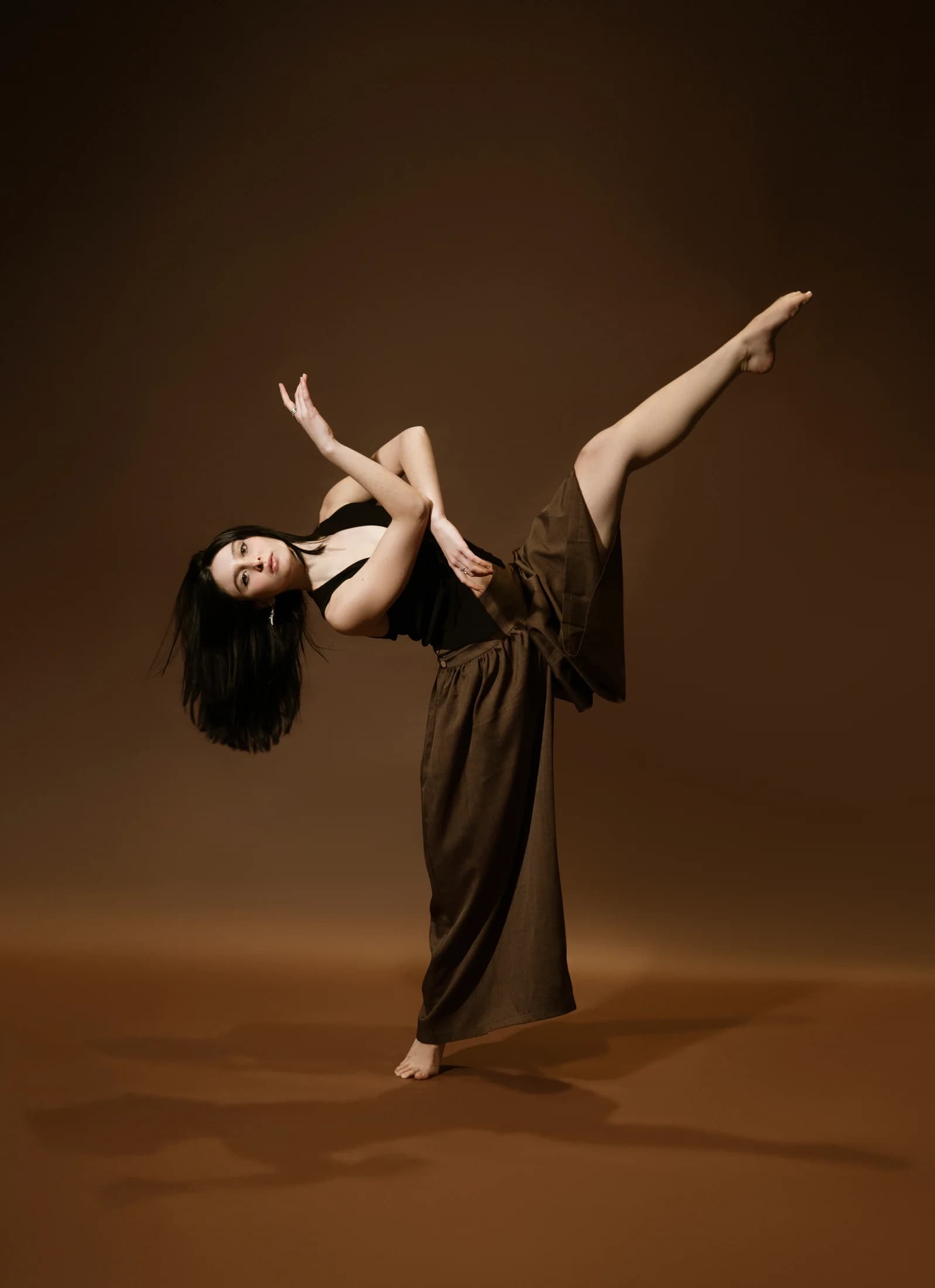 Estafania Forero Yacaman in an extended studio movement portrait